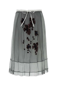 Prada Embroidered Chiffon Midi Skirt