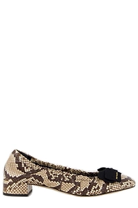Prada Embossed Bow-Detailed Ballet Flats
