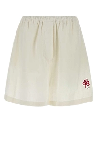 Prada Embroidered Slubbed Shorts