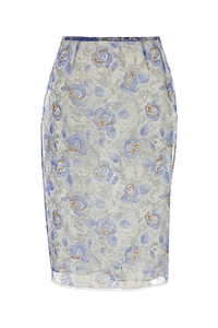 Prada High-Waist Floral-Printed Sheer Pencil Skirt
