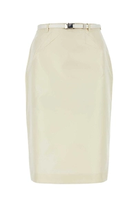 Prada High-Waist Logo-Buckle Straight Faille Skirt