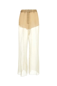 Prada High-Waist Tonal Stitch Flared Trousers