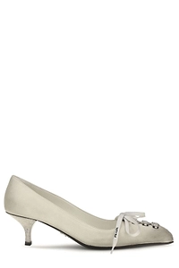 Prada Lace-Up Kitten Heeled Pumps