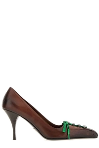 Prada Lace-Up Kitten Heeled Pumps