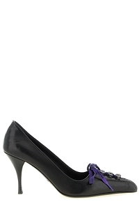 Prada Lace-Up Kitten Heeled Pumps