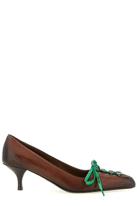 Prada Lace-Up Kitten Heeled Pumps