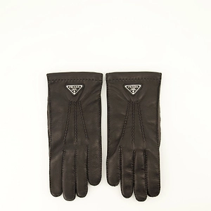 Prada Logo Detail Leather Gloves