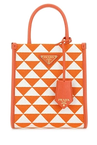 Prada Logo Detailed Monogram Tote Bag