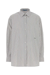 Prada Logo Detailed Striped Shirt