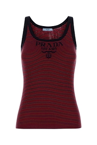 Prada Logo Embroidered Knitted Tank Top