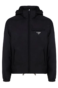 Prada Logo Plaque Hooded Puffer Jacket