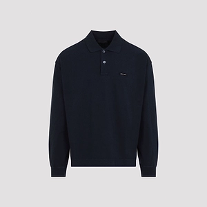 Prada Logo Patch Long-Sleeve Polo Shirt
