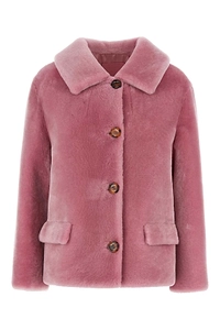 Prada Logo Patch Shearling Jacket