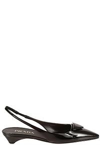 Prada Logo Patch Slingback Pumps