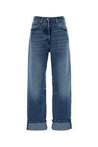 Prada Logo Patch Wide-Leg Jeans