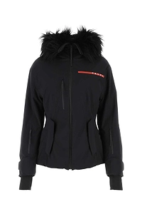 Prada Logo-Patch Zipped Hooded Jacket
