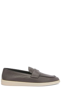 Prada Logo Plaque Almond Toe Loafers