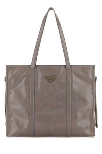 Prada Logo Plaque Drawstring Tote Bag