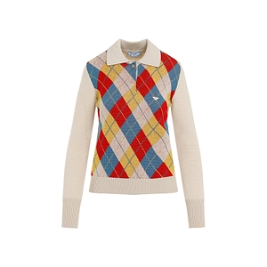 Prada Logo Plaque Knitted Polo Shirt