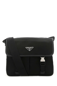 Prada Logo Plaque Fold-Over Shoulder Bag