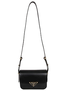 Prada Logo Plaque Foldover Top Shoulder Bag