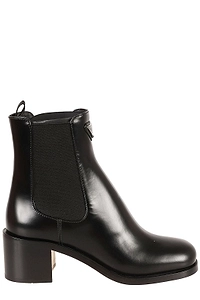 Prada Logo Plaque Pull-Tab Detailed Boots