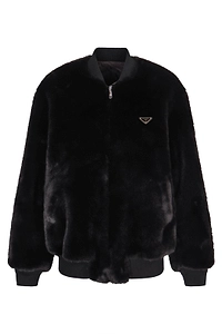 Prada Logo Plaque Reversible Bomber Jacket