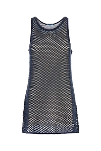 Prada Logo Plaque Sleeveless Mini Dress