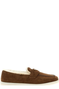Prada Logo Plaque Slip-On Loafers