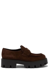 Prada Logo Plaque Slip-On Loafers