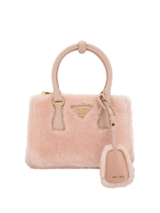 Prada Logo Plaque Teddy Bowling Top Handle Bag