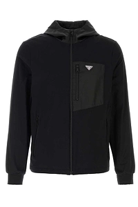 Prada Logo Plaque Zip-Up Hoodie