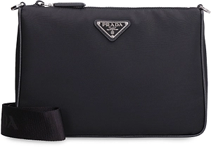 Prada Logo Plaque Zipped Messenger Bag