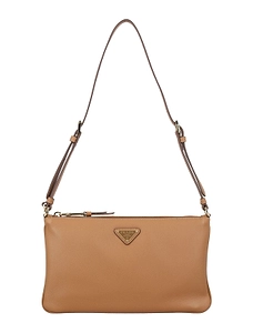 Prada Logo Plaque Zipped Shoulder Bag