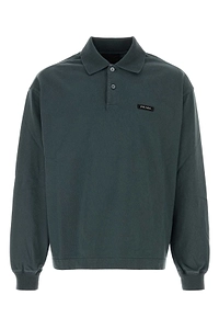 Prada Long-Sleeve Jersey Polo Shirt