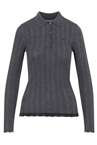 Prada Long-Sleeved Knitted Polo Top