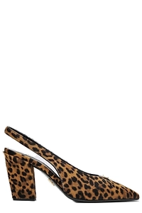 Prada Printed Pointed-Toe Slingback Pumps