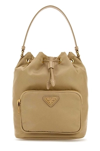 Prada Re-Nylon Triangle-Logo Drawstring Bucket Bag