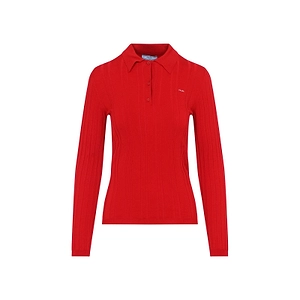 Prada Ribbed Long Sleeved Polo Top