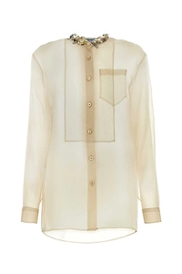 Prada Sequinned Button-Up Organza Shirt