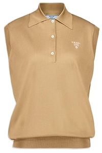 Prada Sleeveless Knitted Polo Shirt