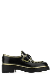 Prada Spray Painted Effect Logo Plaque Loafers