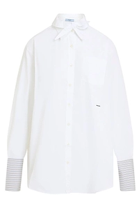 Prada Striped-Cuff Poplin Shirt