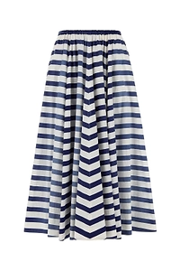 Prada Striped A-Line Midi Skirt