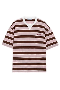 Prada Striped Lisle Crewneck T-Shirt