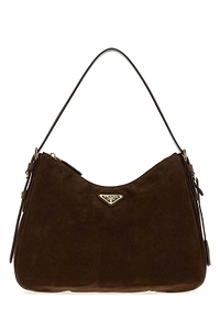 Prada Logo-Plaque Zipped Hobo Bag