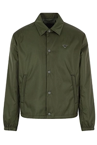 Prada Triangle-Logo Button-Up Coat