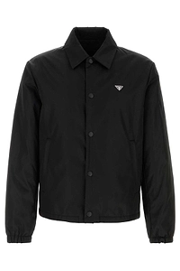 Prada Triangle-Logo Button-Up Coat