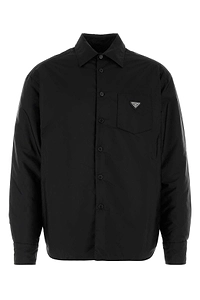 Prada Triangle-Logo Button-Up Shirt Jacket