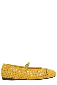 Prada Triangle-Logo Crochet Ballerinas